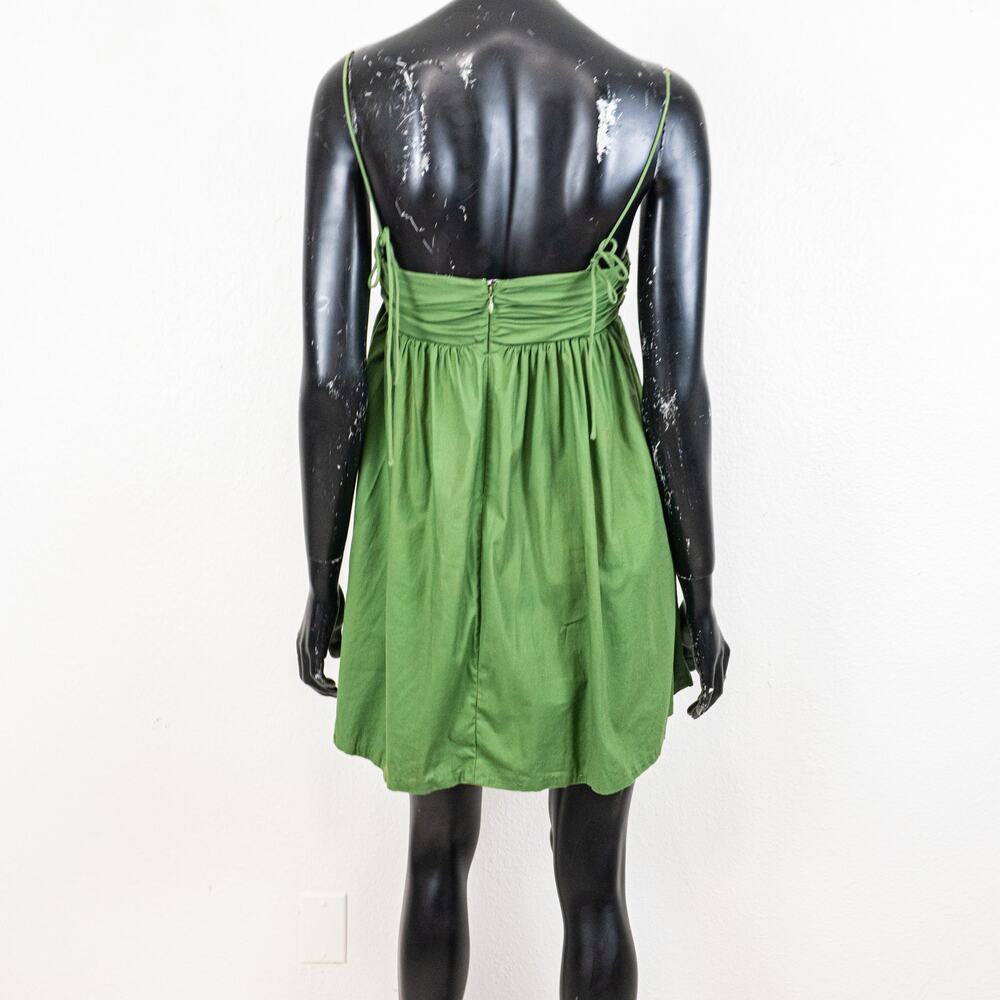Reformation Caterina Babydoll Mini Dress in Green Organic cotton size 4 - Picture 4 of 10